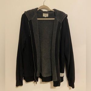 Lucky Brand Softest Knitwear Grey Label Zippable Hoodie, Black (Size Large)